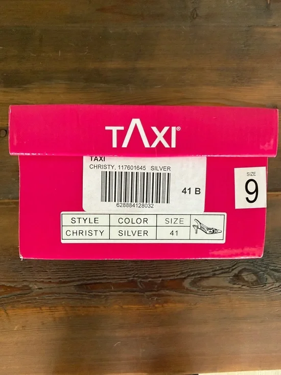 TAXI Silver Embellished Pointed Toe Slingback Heels - Picture 7 of 7